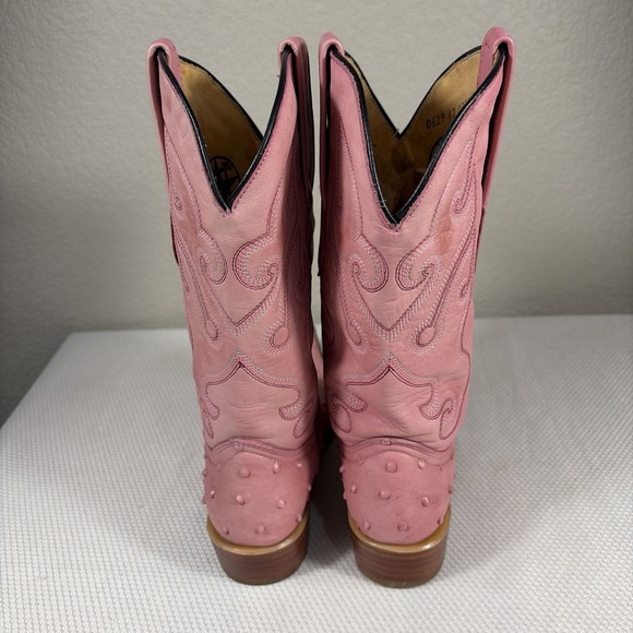 Los Altos Versace Square Toe Ostrich Pink Wide Cowboy Western Boots Size 5 - Picture 5 of 10